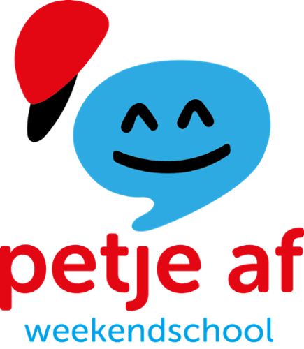 Op deze afbeelding zie je het logo van Weekendschool Petje Af