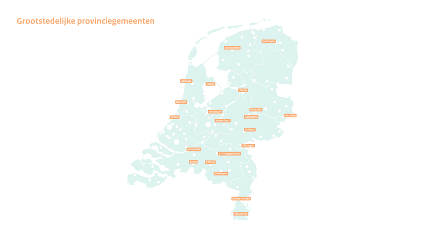 Kaartje Grootstedelijke provinciegemeenten