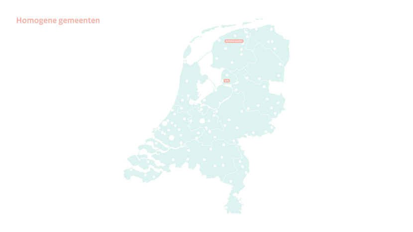 Kaartje Homogene gemeenten